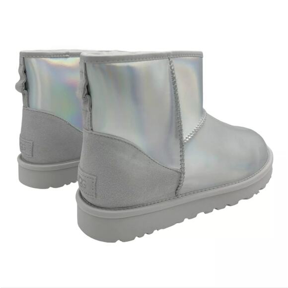 UGG CLASSIC MINI‎ IRIDESCENT GLACIER GREY WOMEN'S BOOTS US SIZE 8 - Picture 3 of 8